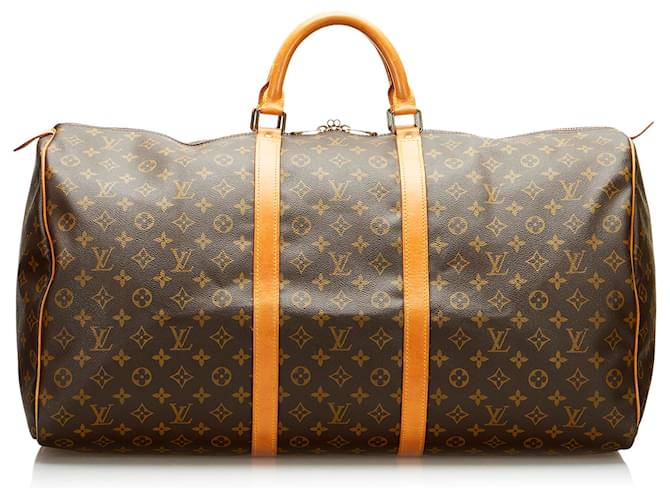 Louis Vuitton Brown Monogram Keepall 60 Leather Cloth  ref.863214