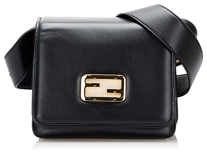 Fendi Black Small ID Crossbody Bag Leather Pony-style calfskin  ref.863323