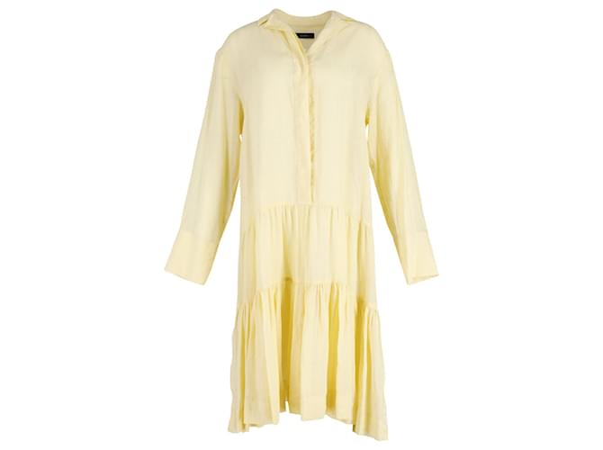 Joseph Dan Tiered Shirt Dress in Custard Yellow Ramie   ref.863362