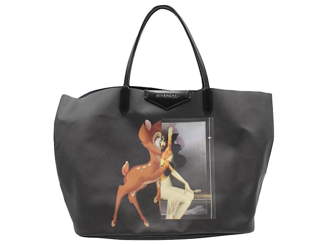 Bolso tote Shopper Bambi de Givenchy en lona revestida negra Negro Lienzo  ref.863378