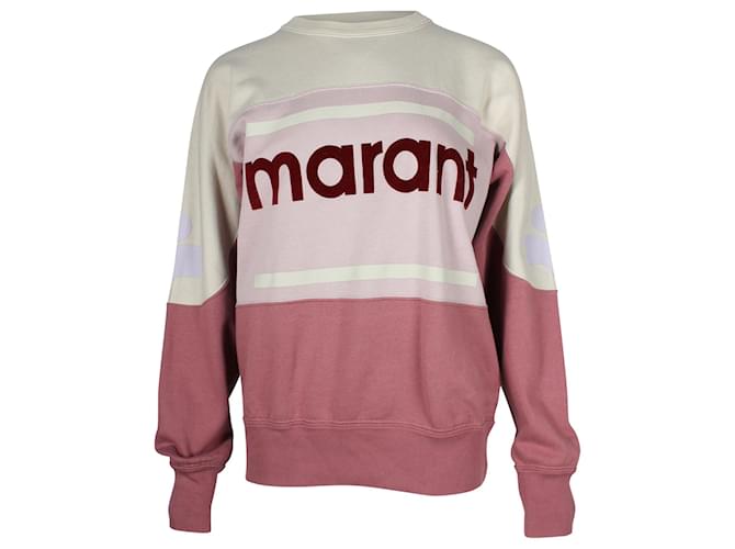 Isabel Marant Etoile Gallian Colorblock-Logo-Pullover aus rosa Baumwolle Pink  ref.863392