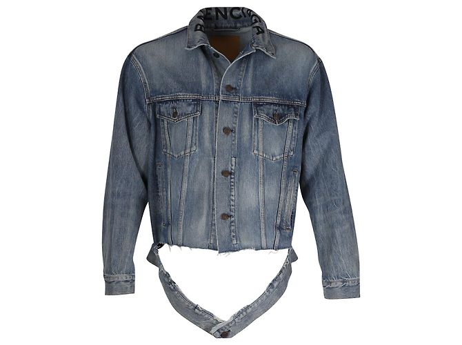 Jaqueta jeans Balenciaga com corte bruto e bainha em algodão azul Azul claro