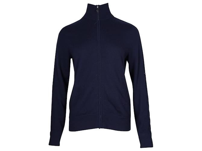 Ralph Lauren Front-Zip Mock Neck Sweater in Navy Blue Cashmere  Wool  ref.863423