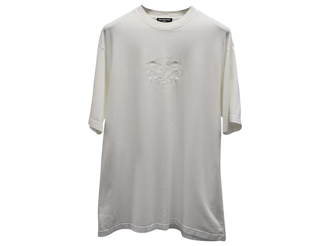 Balenciaga Lion's Laurel T-Shirt aus weißer Baumwolle  ref.863445