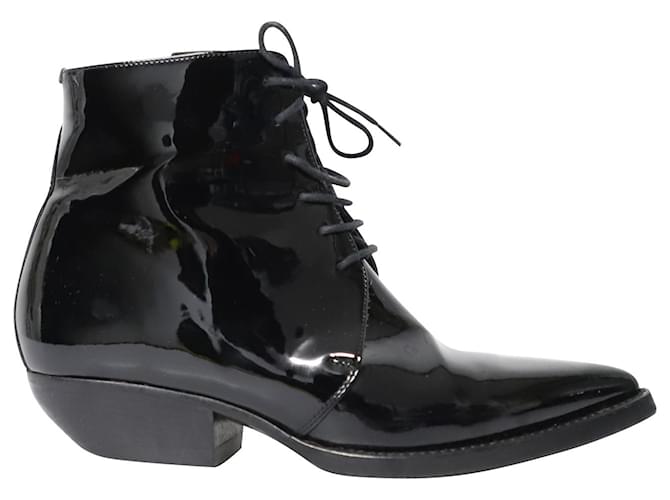 Saint Laurent Ankle Boots in Patent Leather Black  ref.863449