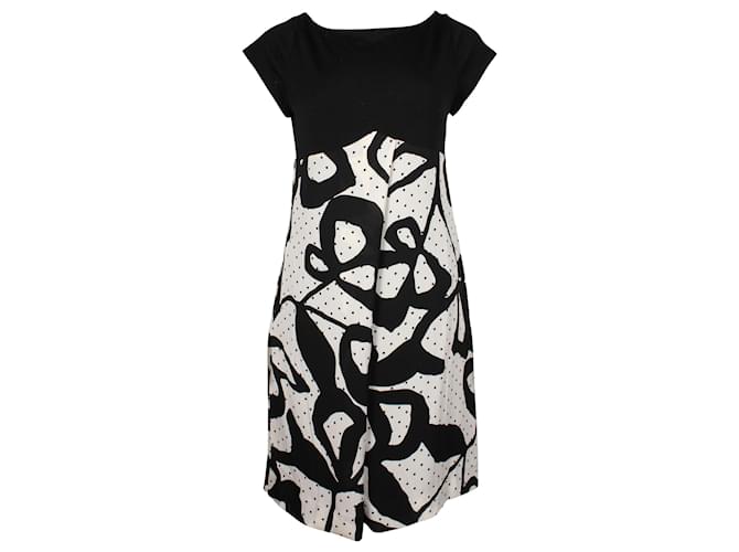 Diane Von Furstenberg Short Sleeve Abstract Dress in Black Silk  ref.863455