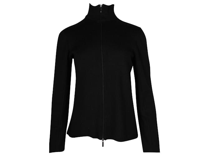 'S Max Mara Zipped Mock Neck Sweater in Black Lana Vergine Wool  ref.863456
