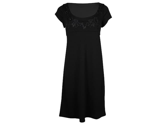 Diane Von Furstenberg Besticktes Minikleid aus schwarzer Wolle  ref.863458