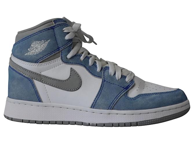 Nike Air Jordan 1 Retro High Hyper Royal Sneakers aus rauchgrauem Leder  ref.863490