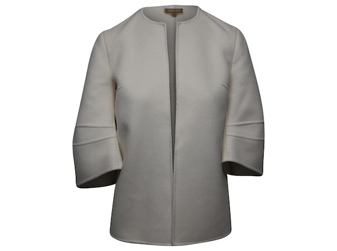 Michael Kors Collection Asymmetrical Angel Sleeves Jacket in White Wool  ref.863494