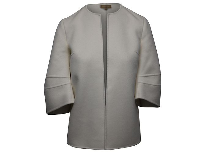 Michael Kors Collection Asymmetrical Angel Sleeves Jacket in White Wool