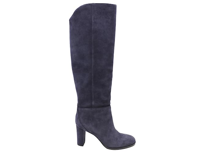 Botas Jimmy Choo Madalie até o joelho em camurça azul marinho Suécia  ref.863509