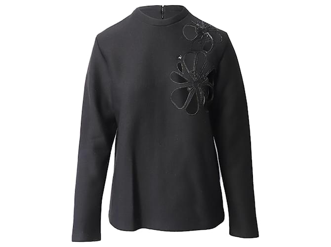 Marni Cut-Out Long Sleeve Sweater in Black Wool   ref.863517