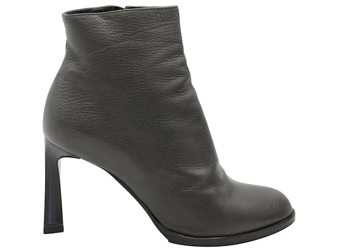 Jil Sander Ankle Boots in Dark Grey Leather  ref.863518