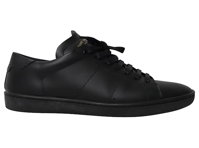 Saint Laurent Court Sneakers in Triple Black Leather  ref.863530