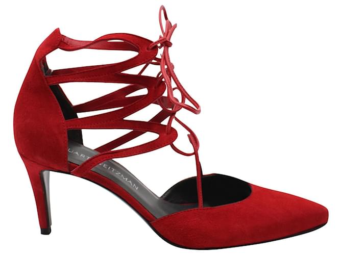 Stuart Weitzman Strappy Pumps in Red Suede  ref.863535