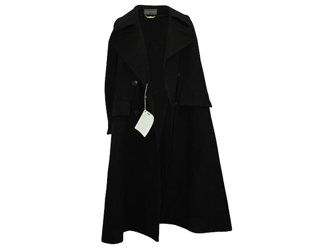Alberta Ferretti Double Breasted Trench Coat in Black Wool  ref.863545