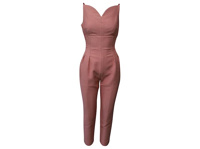 Autre Marque Emilia Wickstead Sweetheart Jumpsuit mit tiefem Rückenausschnitt aus rosafarbenem Crêpe-Polyester Pink  ref.863552