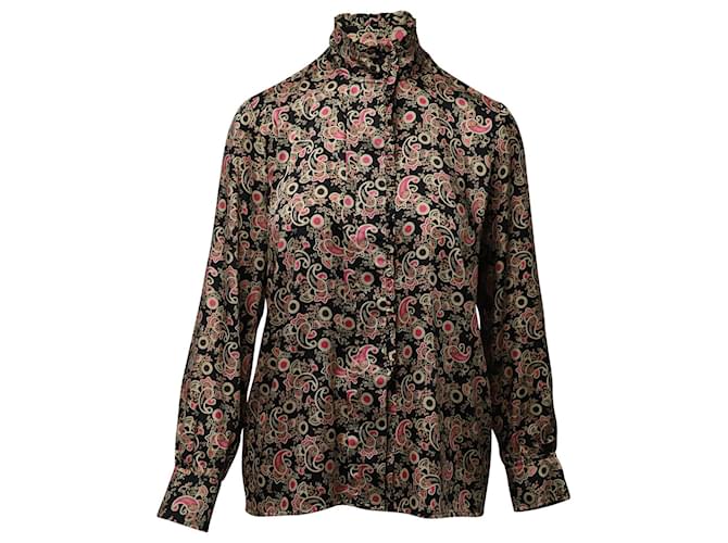 Sandro Paris Floral Print Mock Neck Blouse in Multicolor Polyester Multiple colors  ref.863563