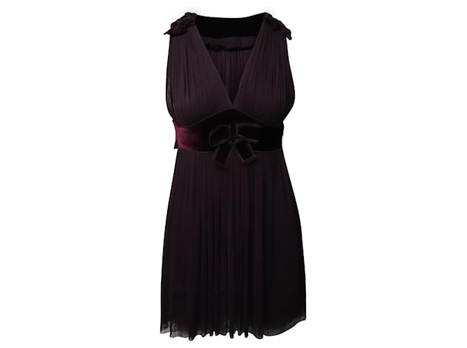 Dolce & Gabbana Mini-robe sans manches à nœud en polyester mauve Violet  ref.863571