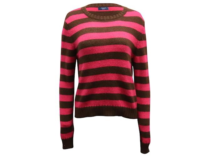 Max Mara Striped Sweater in Pink and Brown Wool  ref.863580