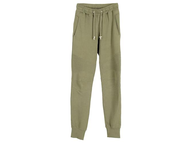 Balmain Jogging Motard Côtelé en Coton Vert Kaki  ref.863585