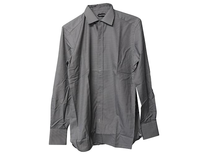 Camisa Tom Ford Houndstooth em algodão preto  ref.863587