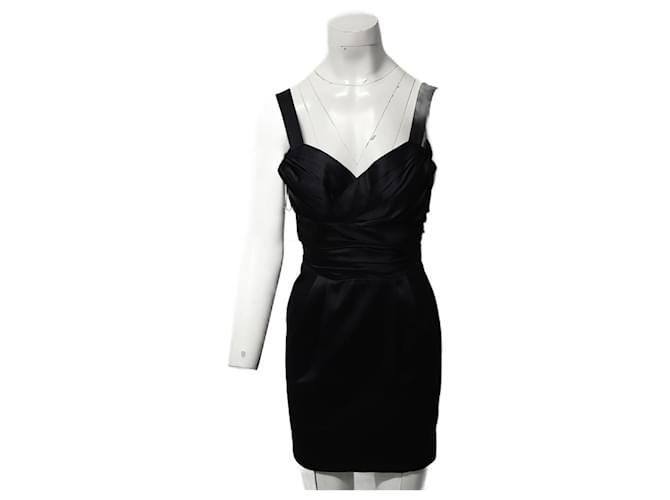Dolce & Gabbana Mini abito plissè senza maniche in seta nera nera Nero  ref.863601