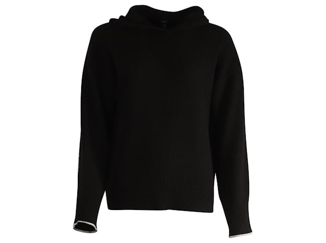 Theory Raw Hem Hooded Sweater in Black Wool  ref.863604