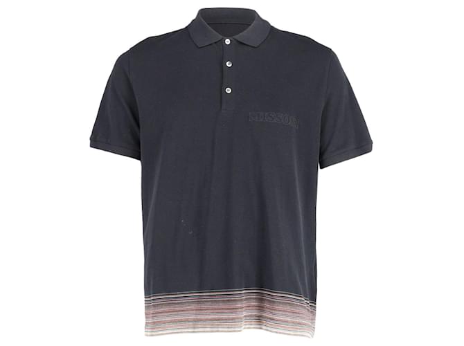Missoni Short Sleeve Polo Shirt in Black Cotton   ref.863605