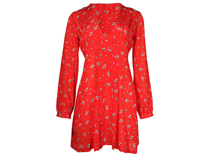 Autre Marque Rixo Long Sleeve Mini Dress in Red Silk  ref.863613