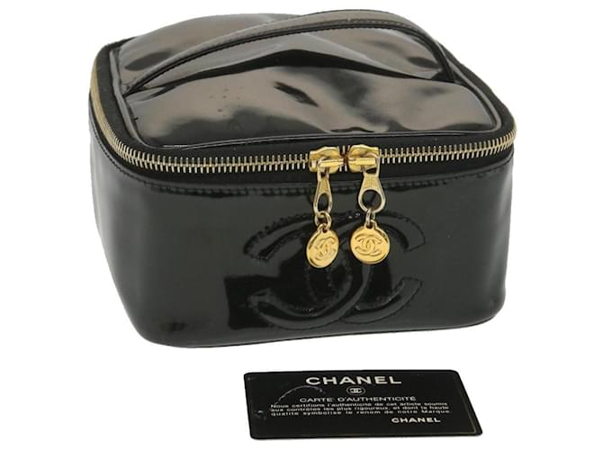CHANEL Vanity Cosmetic Pouch Patent leather Black CC Auth bs4603 ref.863709  - Joli Closet
