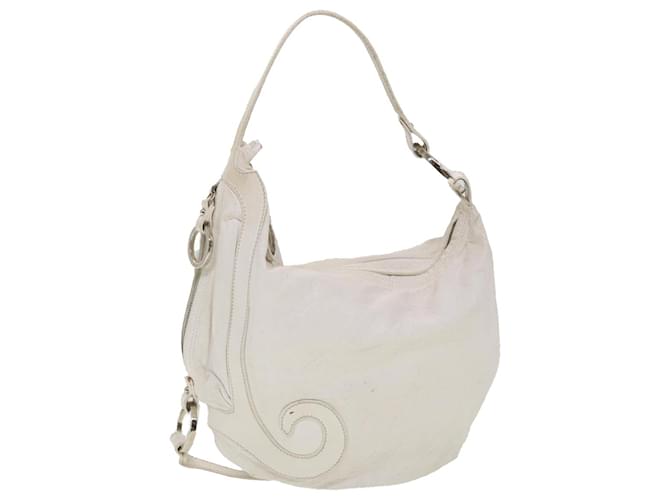 FENDI Shoulder Bag Leather White Auth am4051  ref.863770