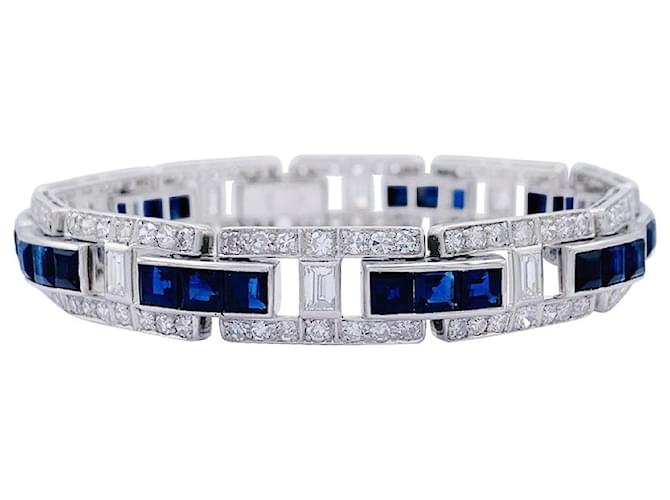 inconnue Platinum bracelet, calibrated sapphires, diamants. Diamond  ref.863787