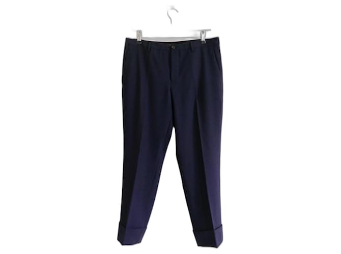 Miu Miu Pantalone Stripe Sportivo Blu Navy Lana  ref.863825