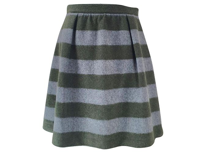 Max & Co Gestreifter Rock aus grüner Wolle