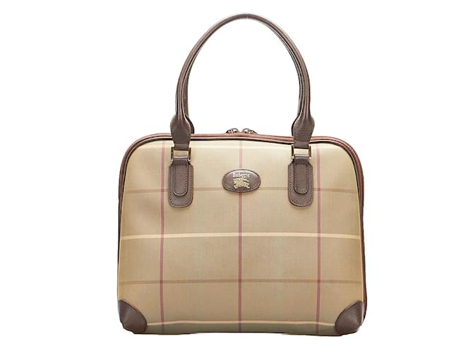 Burberry Plaid Canvas Handbag Bronze Cloth  ref.863948