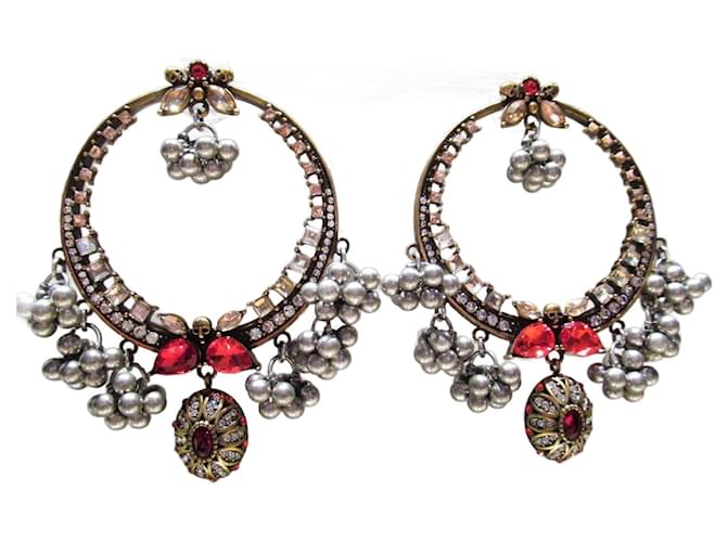 Alexander McQueen crystal hoop earrings Gold hardware  ref.864426