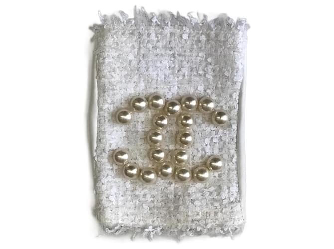 Luvas CHANEL T.polegadas 7.5 couro de vaca Branco