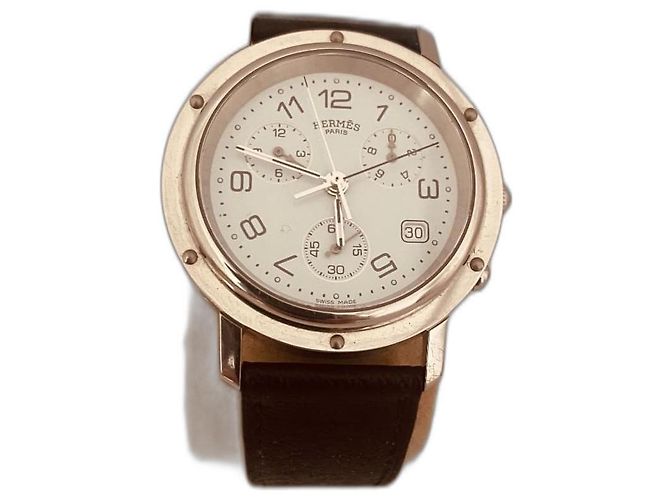 Reloj Hermès Cronógrafo de Acero Blanco