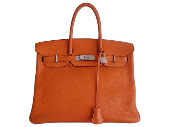 Hermès HERMES BIRKIN BAG 35 orange Leather  ref.864686