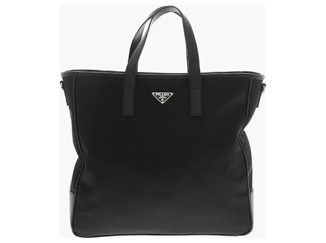 Prada Nylon tote bag with saffiano new Black Synthetic  ref.864692