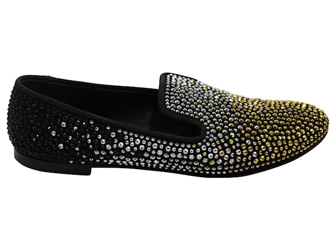 Giuseppe Zanotti Crystal Embellishments Loafers in Black Leather  ref.864743