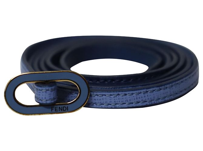 Pulseira Fendi Crayons Wrap em Couro Azul