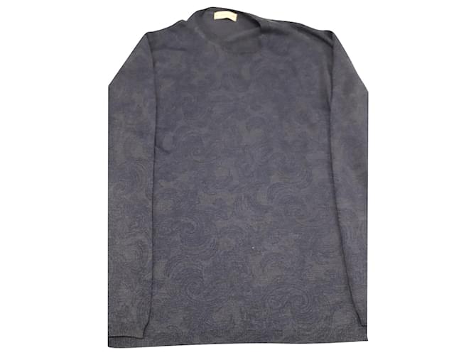 Etro bedruckter Pullover aus blauer Wolle  ref.864773