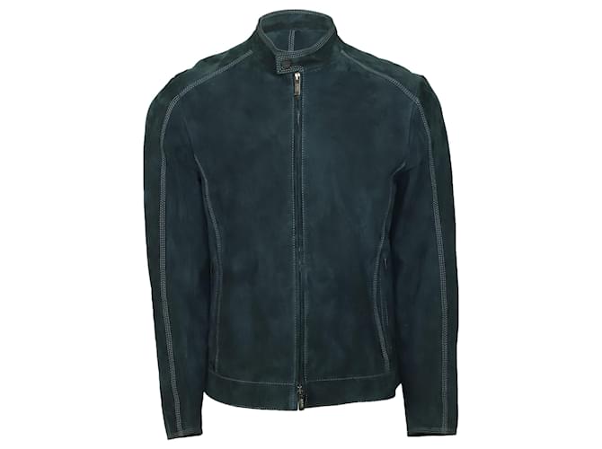 Armani Collezioni Biker Jacket in Green Lambskin Leather  ref.864775