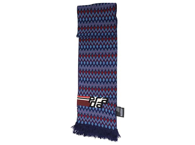 Prada Chevron Jacquard Scarf and Hat Set in Multicolor Wool Multiple colors  ref.864786
