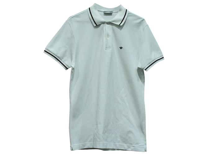Dior Polo Shirt with Bee Embroidery in White Cotton  ref.864789