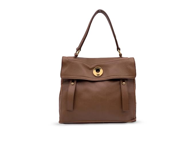 Authentic Yves Saint Laurent Tan Leather Muse 2 Two Satchel Handbag Bag