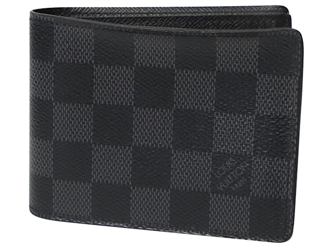Louis Vuitton Damier Graphite Slender Bifold Wallet in Black Coated Canvas